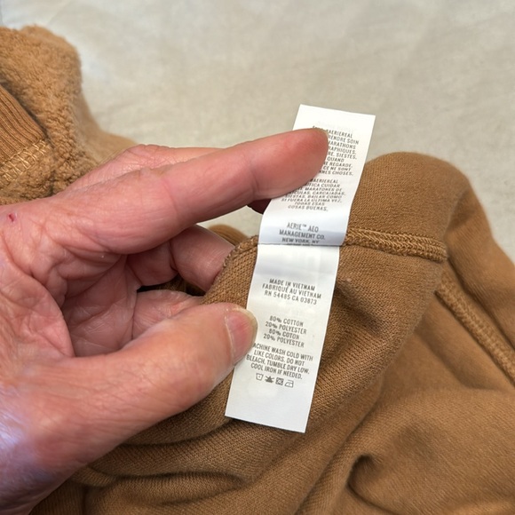 Aerie Fleece high waisted Joggers. Size Small. NWT Caramel brown  Zip Front - Picture 8 of 12